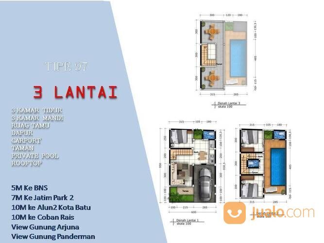 3 Lantai Private Pool Rumah Tipe 97 Harga Nego Passive Income