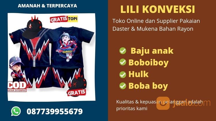 WA 087739955679 Baju Anak Karakter Boboiboy