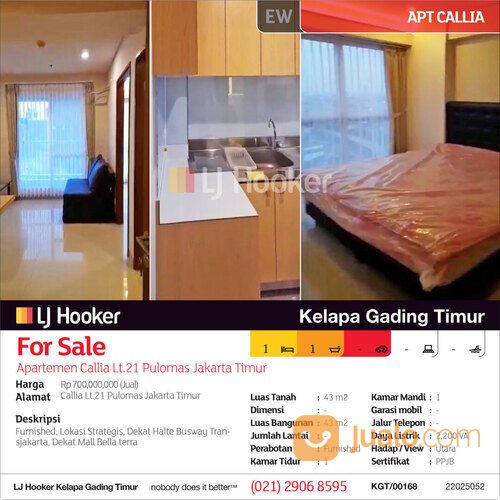 Apartemen Callia Lt.21 Pulomas Jakarta Timur