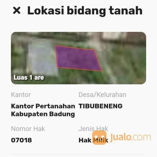 Tanah 2 are, Jl. Batan Celagi Pangkung Palu Padonan Tibubeneng Kuta Utara
