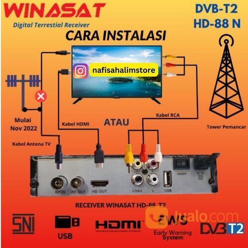 Set Top Box DIGITAL WINASAT SUPER HD T2 88N Antena Digital