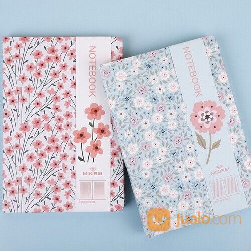 BUKU TULIS / NOTEBOOK MOTIF BUNGA HARDCOVER TEBAL|BUKU DIARY / CATATAN - Merah Muda