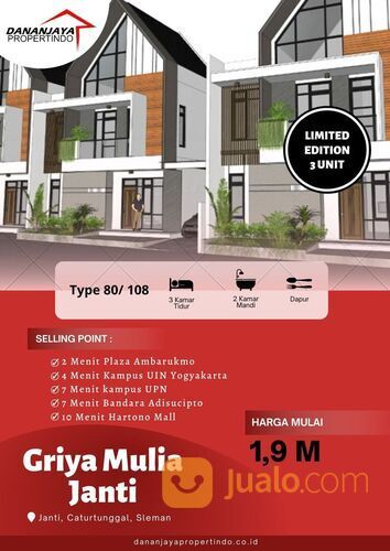 5 Menit Ke Mall Ambarukmo Plaza Jogja, 3 Rumah Mewah Tipe 80 Hanya 50 Meter Dari Flyover Janti