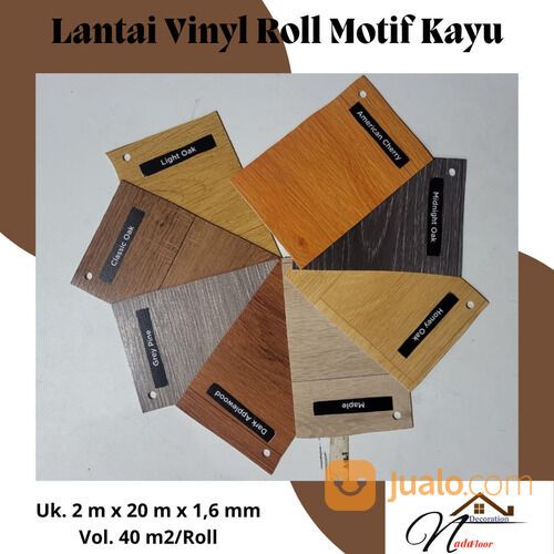 Lantai Karpet Vinyl Roll Motif Kayu Purva Tebal 1,6 mm