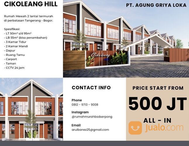 RUMAH CISAUK 2 LANTAI DEKAT STASIUN, HARGA MULAI 400 JUTAAN