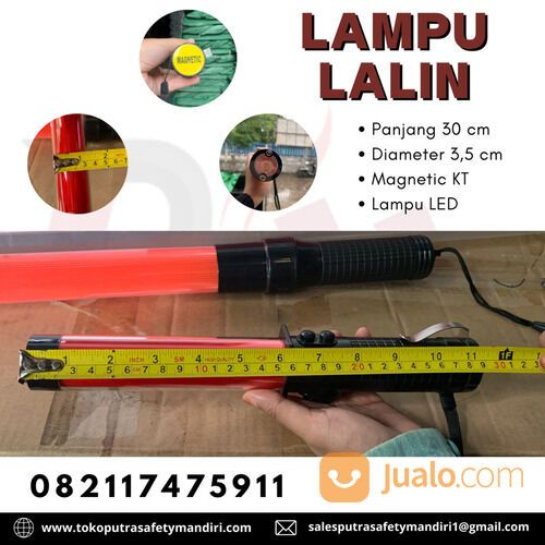 LAMPU LALU LINTAS MERAH PANJANG 30 CM TONGKAT PLUIT MAGNETIC LALIN INCLUDE BATERAI A3 JAKARTA
