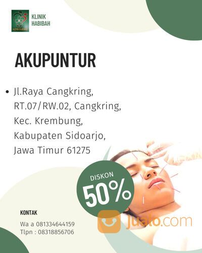 FASILITAS LENGKAP , wa 6281-3346-4419,Terapi Akupunktur Klinik Habibah Krian