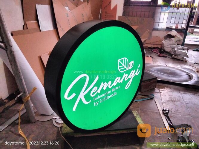 Plang Nama Neon Box Bulat Minimalis