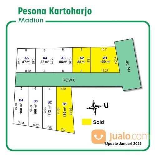 Kavling Madiun Kota, 2Jt/m2, 3 Menit Suncity Mall Madiun, Cocok Untuk Hunian