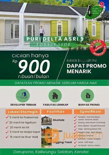 Puri delta asri 9. Hanya 15menit dr BSB Semarang. Cuma bayar 12juta Sampai serah terima kunci