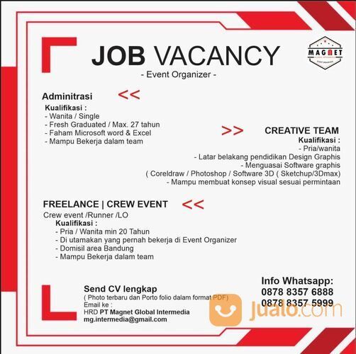 lowongan kerja sebagai CREW FREELANCE