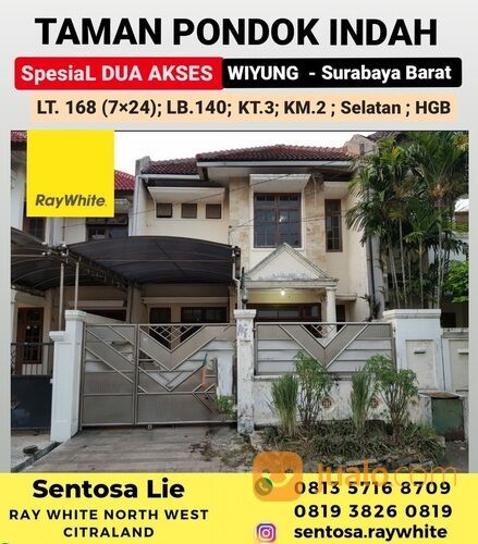 Rumah Taman Pondok Indah Wiyung Surabaya- Spesial 2 Akses Depan Belakang