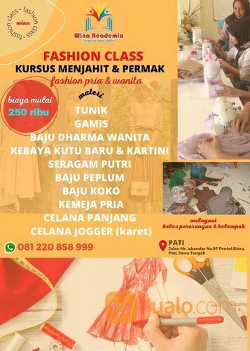 KURSUS MENJAHIT DI KOTA PATI (fashion class). wa.me/+6281220858999 WINA ACADEMIA