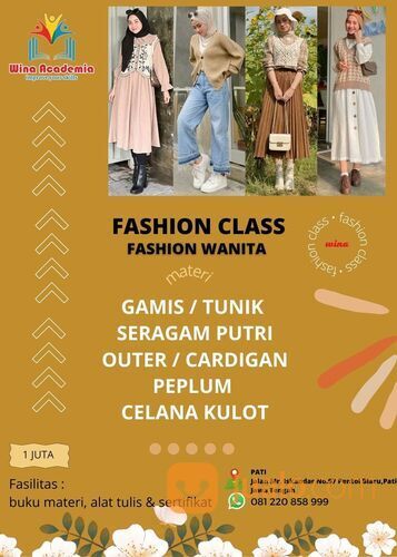 KURSUS MENJAHIT DI KOTA PATI (fashion class). wa.me/+6281220858999 WINA ACADEMIA
