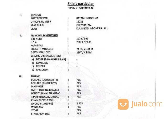 KAPAL TONGKANG 250FT