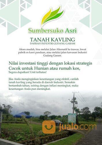Tanah Kavling Sumbersuko Gempol Pasuruan Murah Dekat Kawasan Industri PT Gudang Garam
