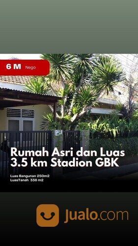 RUMAH ASRI DAN LUAS 3,5 STADION GBK