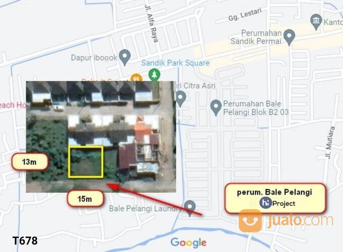 Tanah kavling Lombok barat 195 M2 di Komplek Perumahan Bale Pelangi Sandik T678