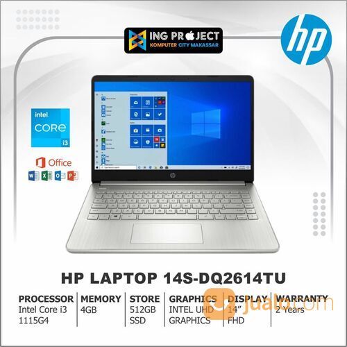 HP LAPTOP 14S-DQ2614TU I3-1115G4 4GB 512GB SSD UMA 14" FHD IPS W11 OHS SILVER