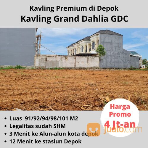 Tanah di Grand Depok City Cluster Grand Dahlia Harga 4Jt-an