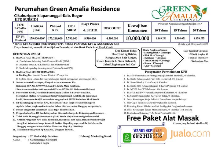 Perumahan Green Amalia Residence KPR Subsidi 2023