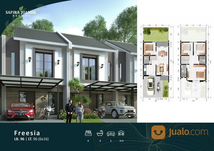 Safira Juanda Resort, Sidoarjo Tipe Azalea. Rumah mewah 2 lantai modern minimalis tanpa DP