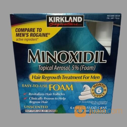 Kirkland Minoxidil FOAM Hair Growth RAMBUT PRIA - 1 BOX isi 6 BOTOL Minoxidil Fom 5% ORIGINAL