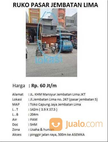 Ruko di Pasar Jembatan Lima, Dekat Pasar, Jalan Raya