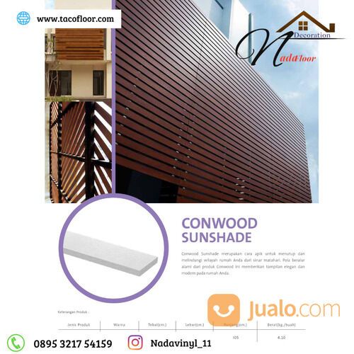 Conwood Plank Sunshade Dekoratif Exterior Tebal 14 mm