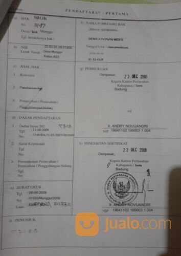 Tanah 45 are, Jl. Pantai Seseh Cemagi Mengwi Badung