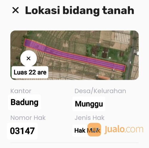 Tanah 45 are, Jl. Pantai Seseh Cemagi Mengwi Badung