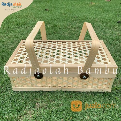 Kotak Hampers bambu motif anyaman motoporu | Kotak Parcel Uk 30x15cm
