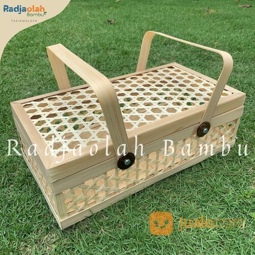 Kotak Hampers bambu motif anyaman motoporu | Kotak Parcel Uk 30x15cm