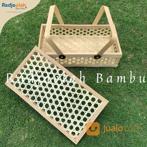 Kotak Hampers bambu motif anyaman motoporu | Kotak Parcel Uk 30x15cm