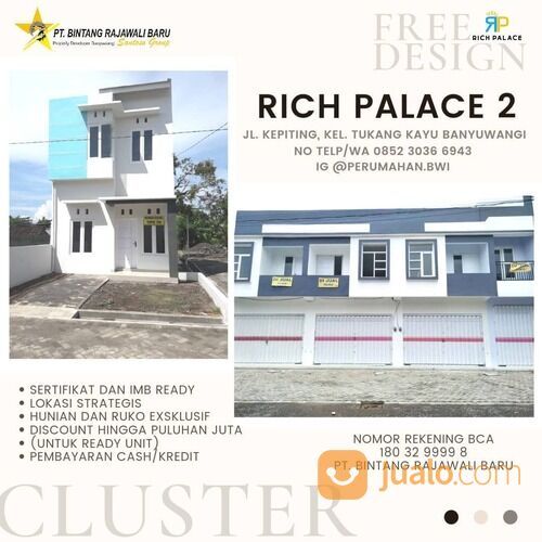 The Rich Palace 2 Perumahan Cluster dengan fasilitas menarik DP suka-suka bisa dicicil