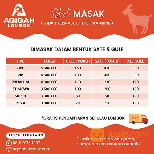 WA 081 907 161 907 Paket Aqiqah Mataram Lombok