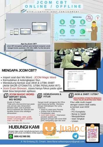 JCOM CBT Online/Offline, Termudah & Terpercaya, UTBK & Tipe Soal AKM Skoring Otomatis READY