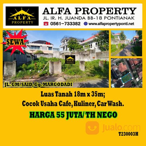 Alfa Property Tanah 630m2 GM Said Usaha Cafe, Usaha Kuliner, Usaha Cuci Mobil Kota Pontianak