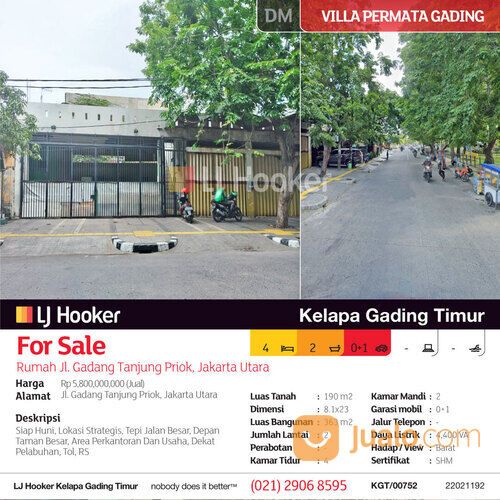 Rumah Jl. Gadang Tanjung Priok, Jakarta Utara