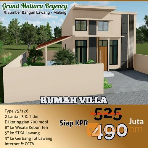 Rumah Villa Grand Mutiara Regency Lawang Malang 2 Lantai 490 Juta