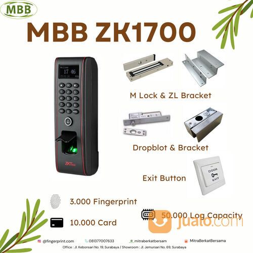 Mesin Absesn dan Akses Kontrol Pintu Fingerprint + Kartu RFID ZKTeco MBB ZK1700 Waterproof
