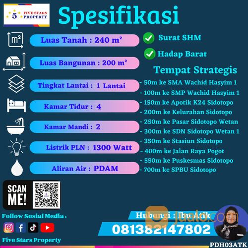 RUMAH DI SIDOTOPO WETAN BARU IV (SURABAYA UTARA)