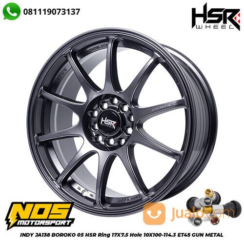 Velg Mobil HSR Indy Ring 17 Warna Gun Metal Untuk Rush Hrv Innova Brv Baut 5 Lebar 7,5 Terlaris