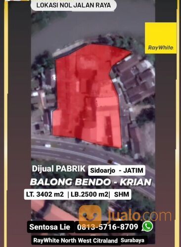 Pabrik Raya Balongbendo Krian Sidoarjo - Luas 3375 m2 - STRATEGIS LOKASI