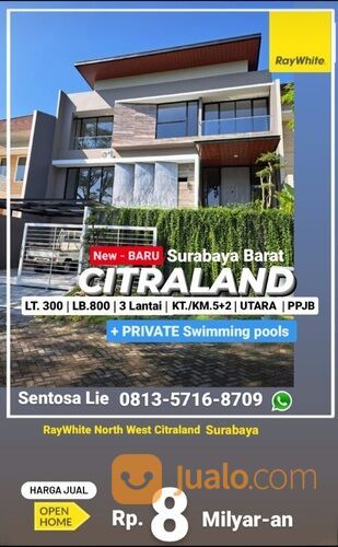 Rumah Baru Ada Kolam Renang Bukit Golf Internasional Citraland Surabaya New Modern Mewah Siap Huni