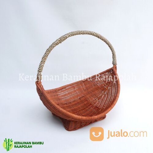 Keranjang Rotan Model Ombak Premium/Keranjang Rotan Parcel Isi 2 Coklat