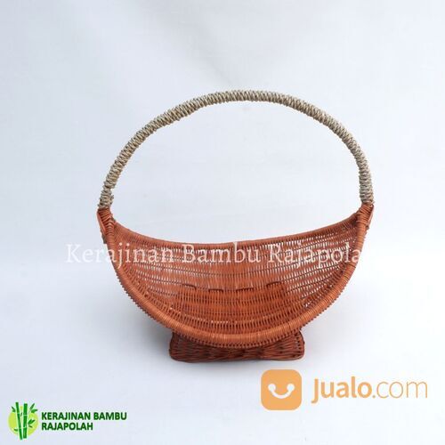 Keranjang Rotan Model Ombak Premium/Keranjang Rotan Parcel Isi 2 Coklat
