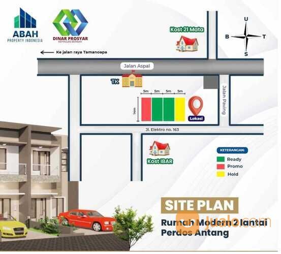 Rumah Dekat Perdos 2 Lt 500 Juta-an 100 m dr Poros Tamangapa Raya Antang