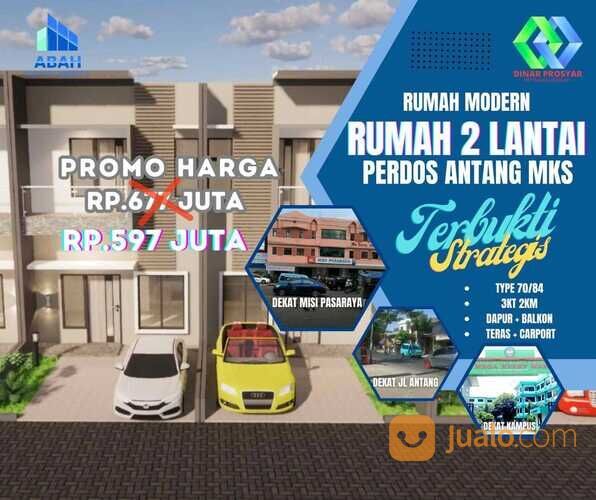 Rumah Dekat Perdos 2 Lt 500 Juta-an 100 m dr Poros Tamangapa Raya Antang
