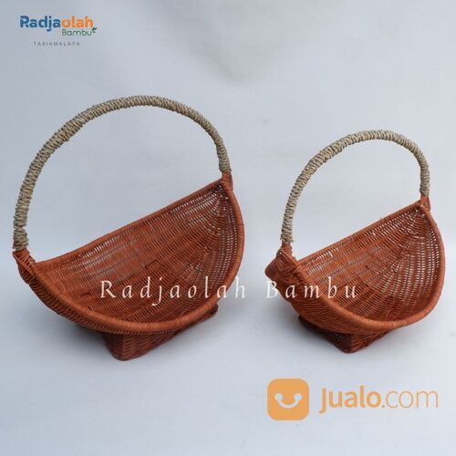 Kerajinan Rotan | Keranjang Rotan Model Ombak | Keranjang Hampers, Parcel 1set isi 2